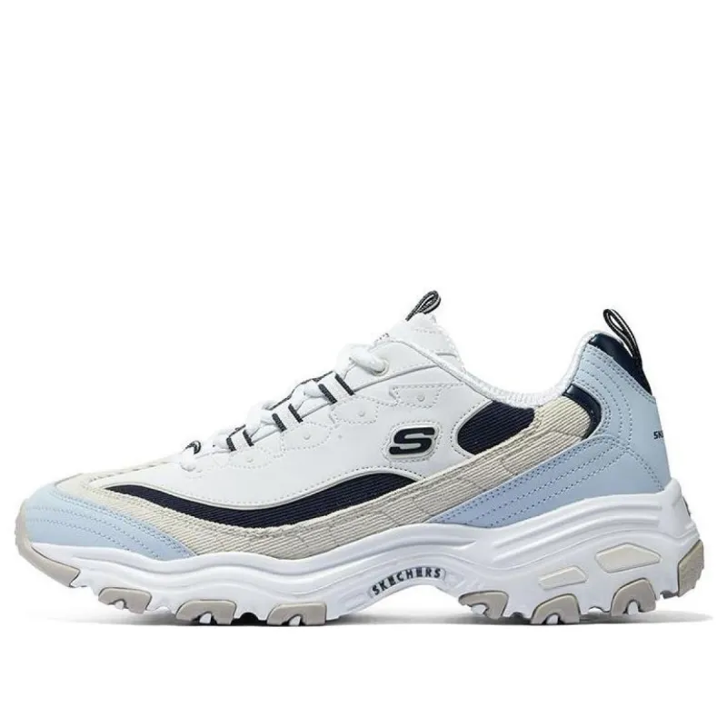 Skechers D'Lites Varsity Spirit Sneaker 'White Beige Blue' 894282-NTNV sold by KicksCrew