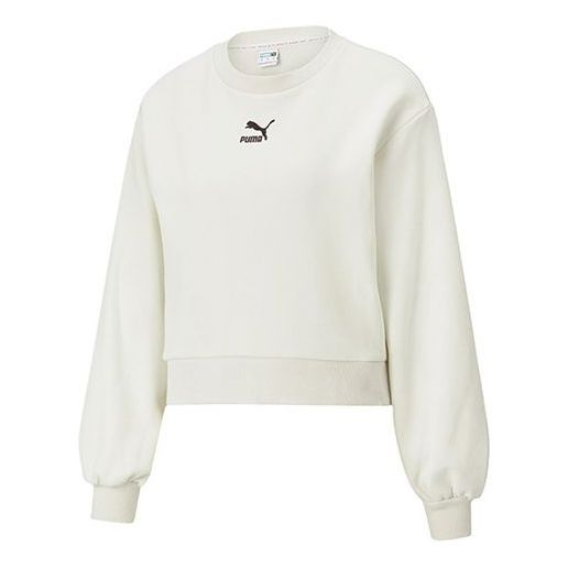 (WMNS) Puma Classics Balloon Sleeve Crew Neck Sweater 'White' 530277-05 sold by KicksCrew