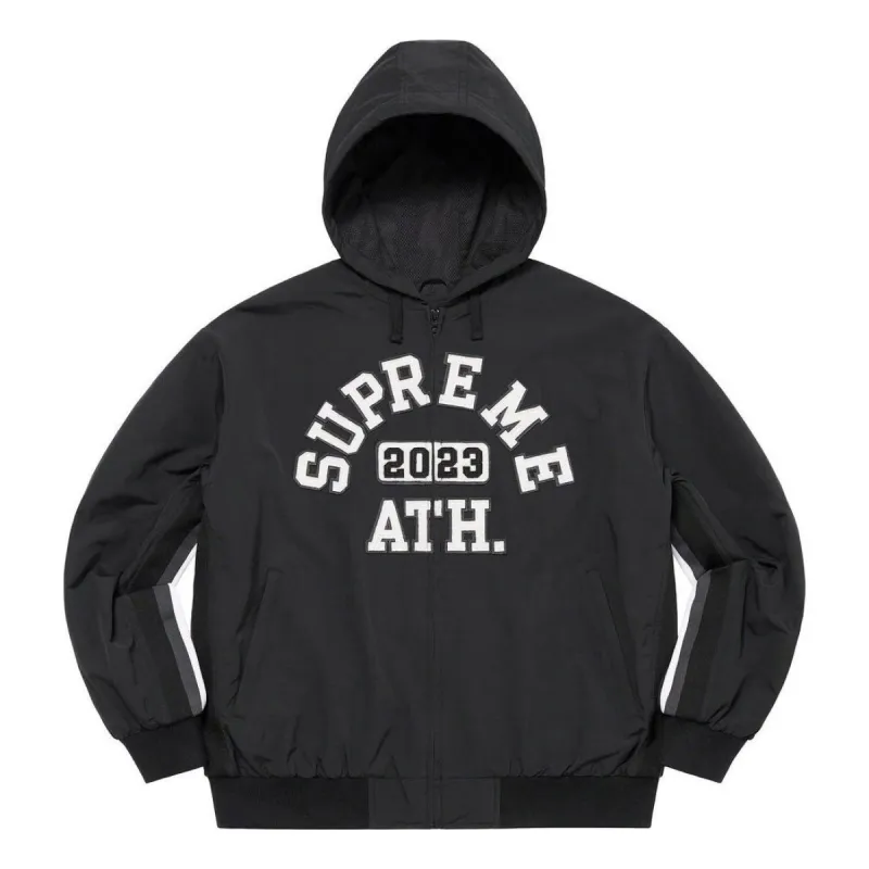 Supreme Applique Hooded Track Jacket 'Black White' SUP-SS23-195 sold by KicksCrew