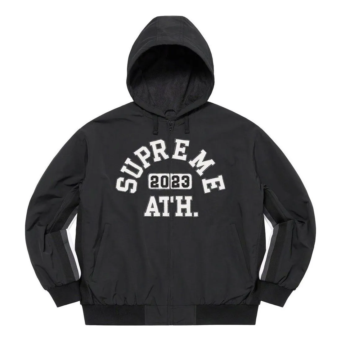 Supreme Applique Hooded Track Jacket 'Black White' SUP-SS23-195 sold by KicksCrew