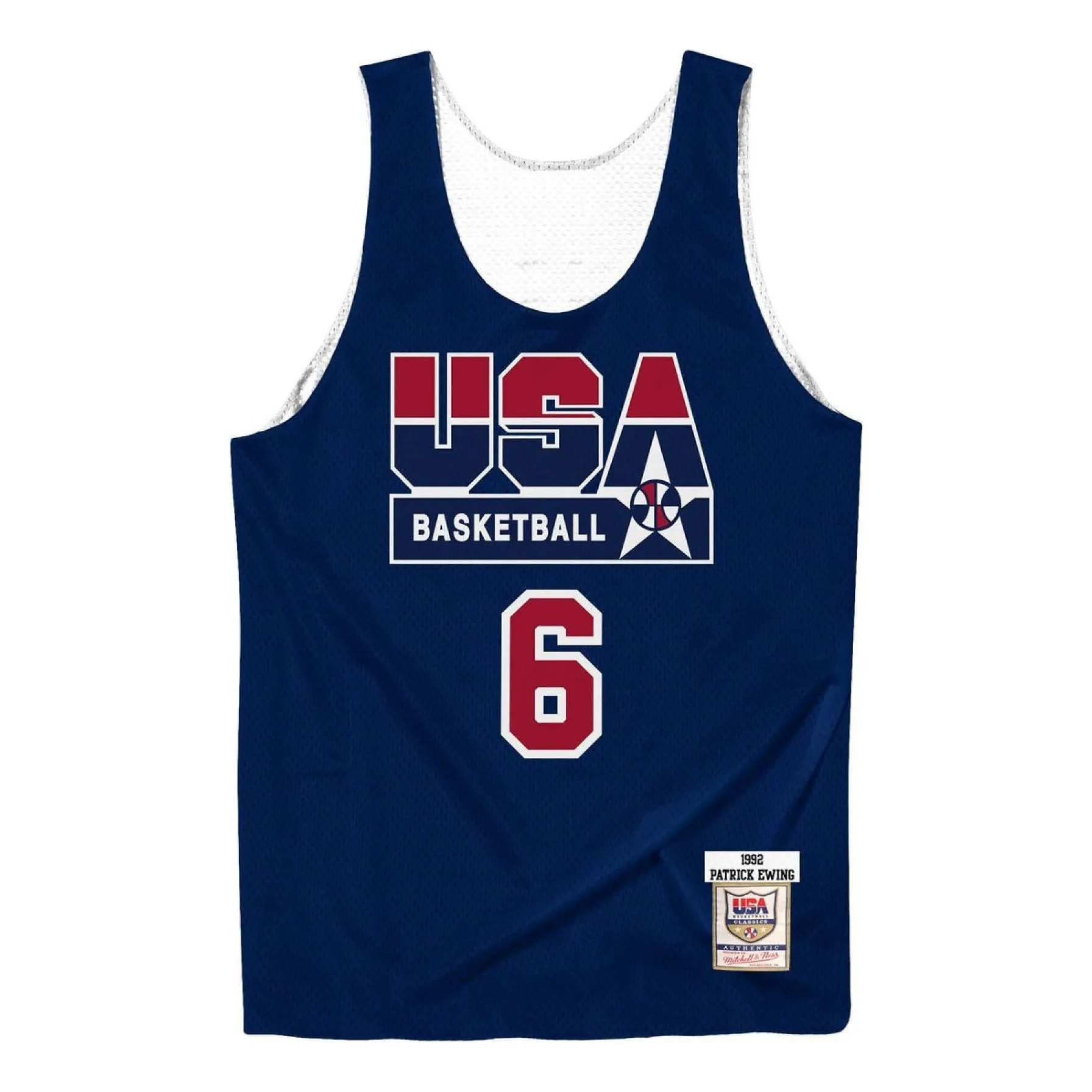 Mitchell & Ness x NBA Reversible Practice Team USA 1992 Jerseys 'Patrick Ewing 6' ARPJGS18433-USANAVY92PEW sold by KicksCrew