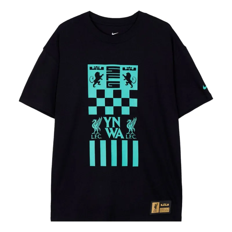 Nike LeBron x Liverpool FC Max90 Soccer T-Shirt Asia Sizing 'Black Teal' FZ8908-010 sold by KicksCrew