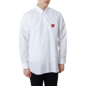 COMME des GARCONS PLAY Red Emblem Button Down 'White' AZ-B002-051-2 sold by KicksCrew