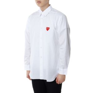 COMME des GARCONS PLAY Red Emblem Button Down 'White' AZ-B002-051-2 sold by KicksCrew