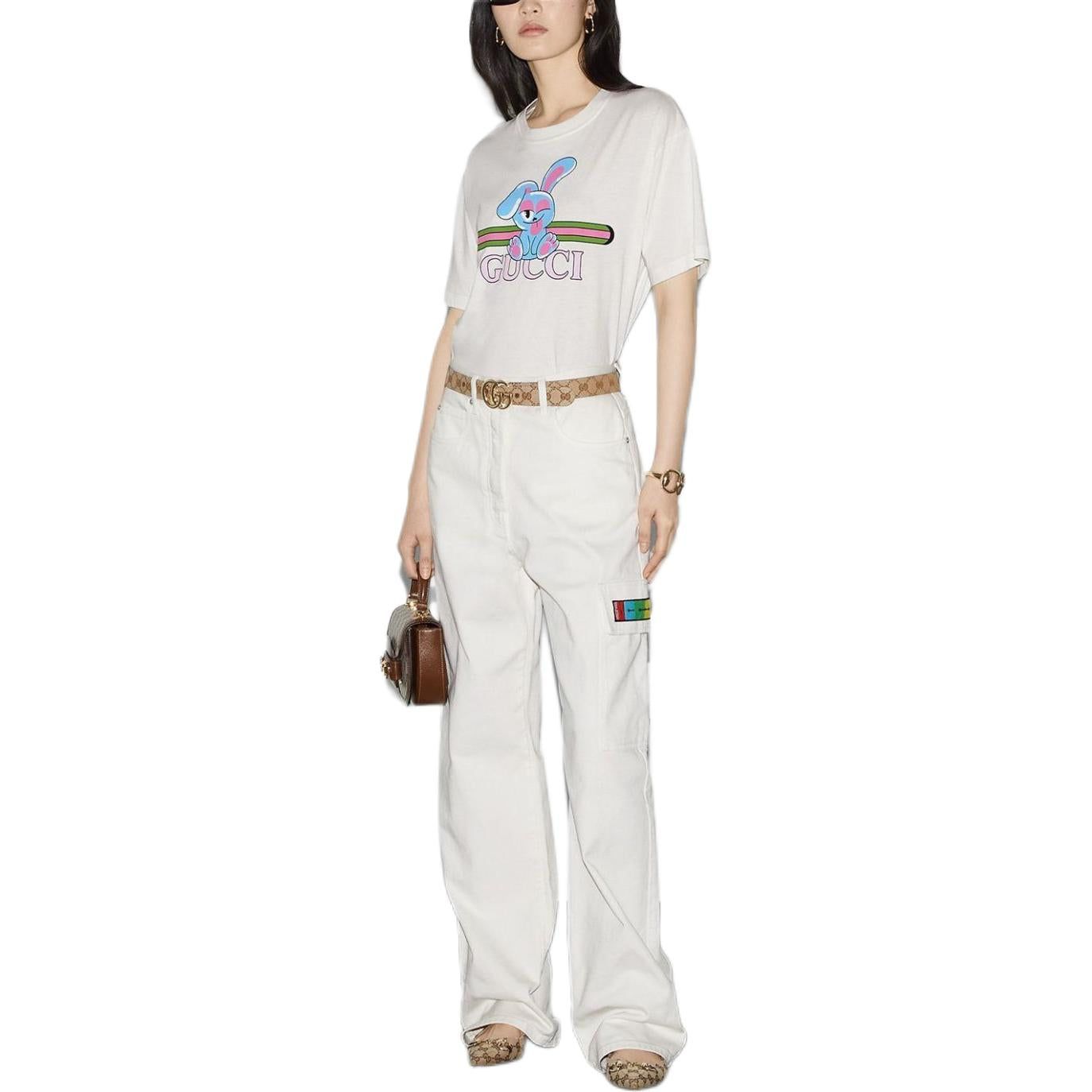 (WMNS) Gucci Cotton Jersey Printed T-Shirt 'Off White' 776596-XJGHQ-9095 sold by KicksCrew product image thumbnail 2