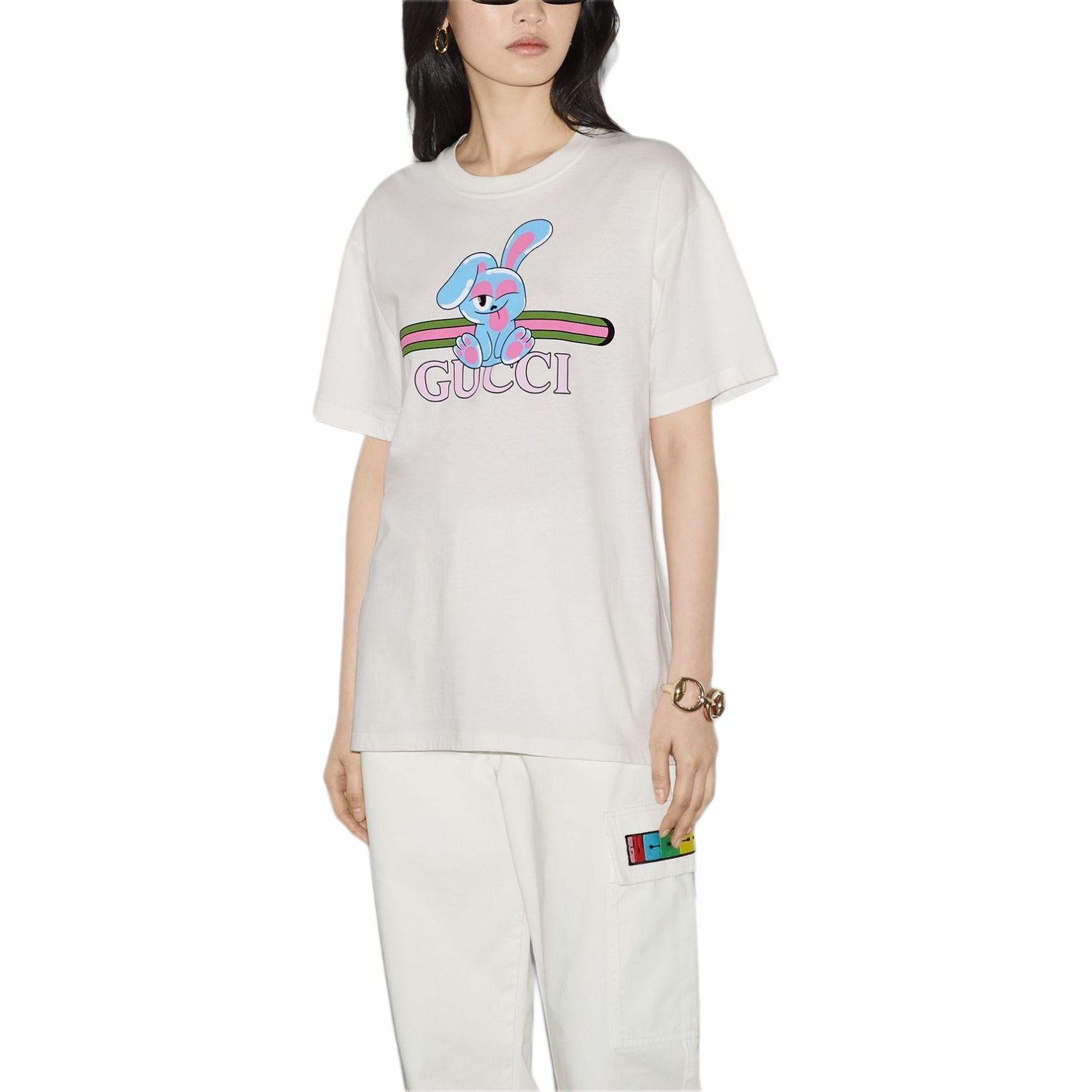 (WMNS) Gucci Cotton Jersey Printed T-Shirt 'Off White' 776596-XJGHQ-9095 sold by KicksCrew product image thumbnail 5