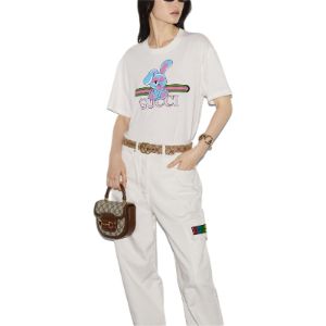 (WMNS) Gucci Cotton Jersey Printed T-Shirt 'Off White' 776596-XJGHQ-9095 sold by KicksCrew