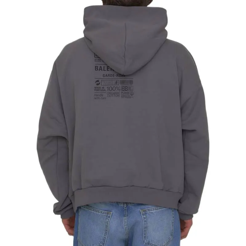 Balenciaga Care Label Hoodie Middle Fit 'Grey Black' 725565TNVL61219 sold by KicksCrew product image thumbnail 4