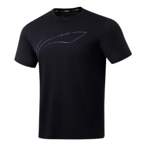 Li-Ning Logo Running T-shirt 'Black' ATST073-1 sold by KicksCrew