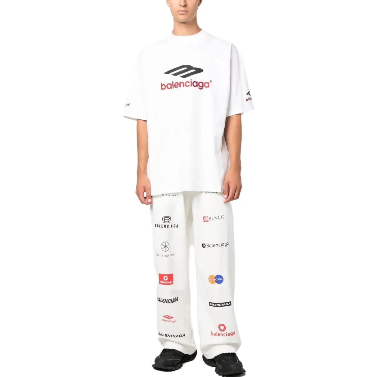 Balenciaga 3b Sports Icon T-shirt 'White Black Red' 764235TPVD79065 sold by KicksCrew product image thumbnail 4