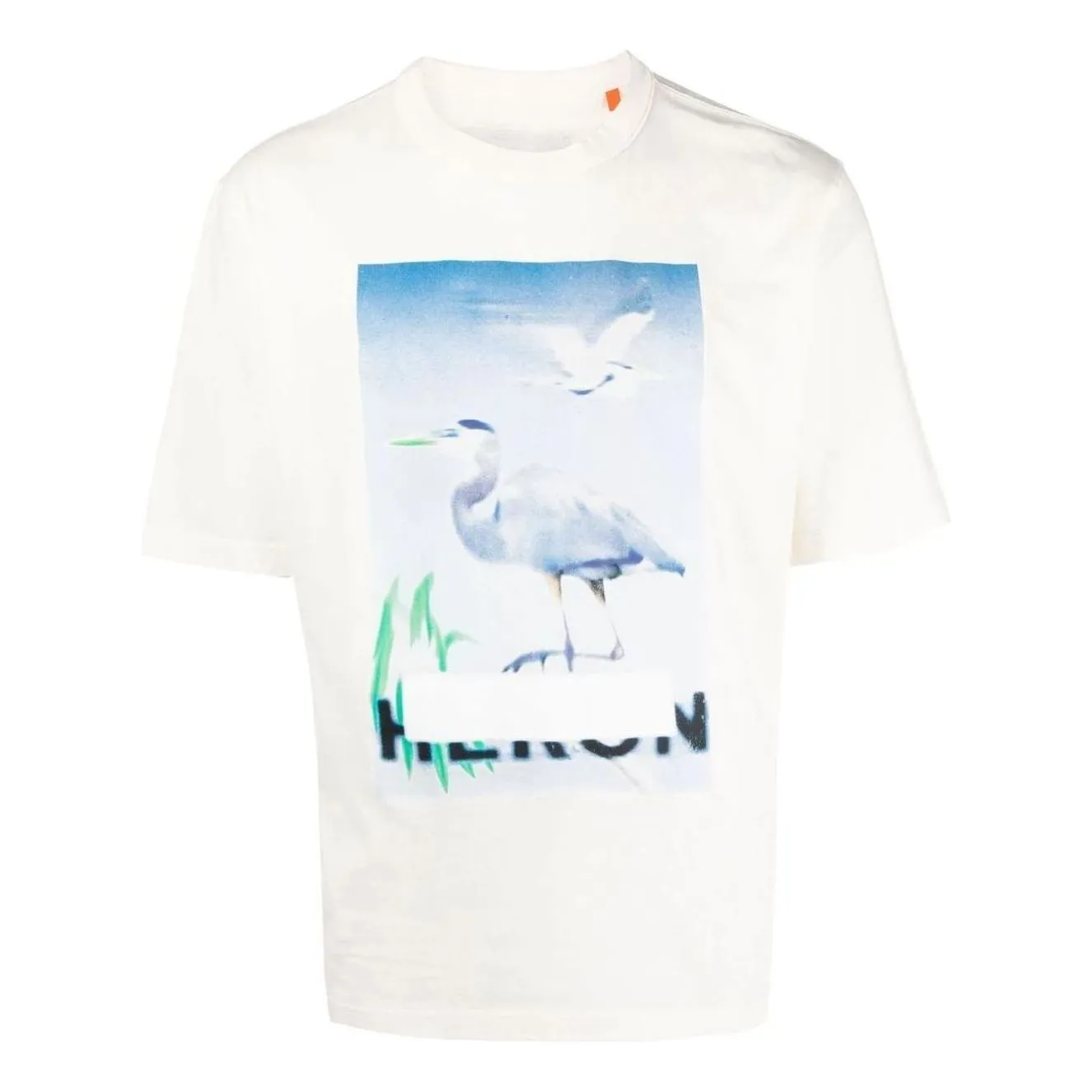 HERON PRESTON Censored Heron T-shirt 'White Light Blue' HMAA032S23JER0020140 sold by KicksCrew