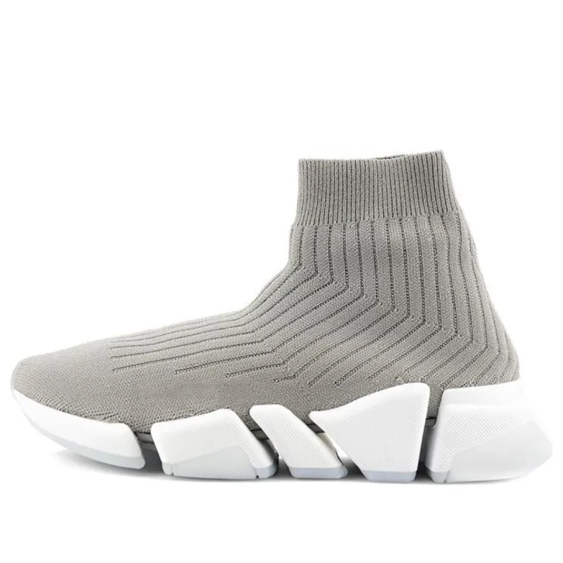 (WMNS) Balenciaga Speed 2.0 Trainers 'Rib-Knit Light Grey' 654045W2D811391 sold by KicksCrew