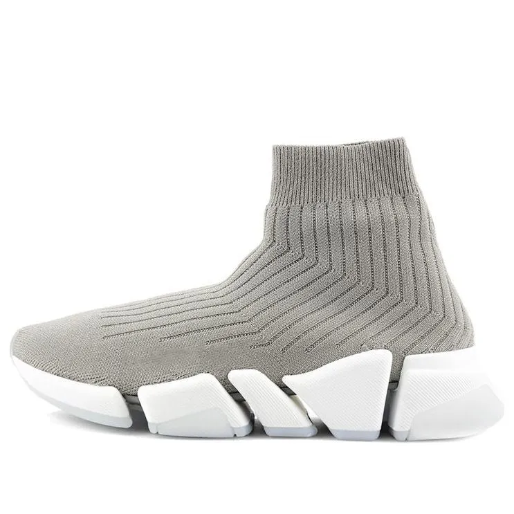 (WMNS) Balenciaga Speed 2.0 Trainers 'Rib-Knit Light Grey' 654045W2D811391 sold by KicksCrew