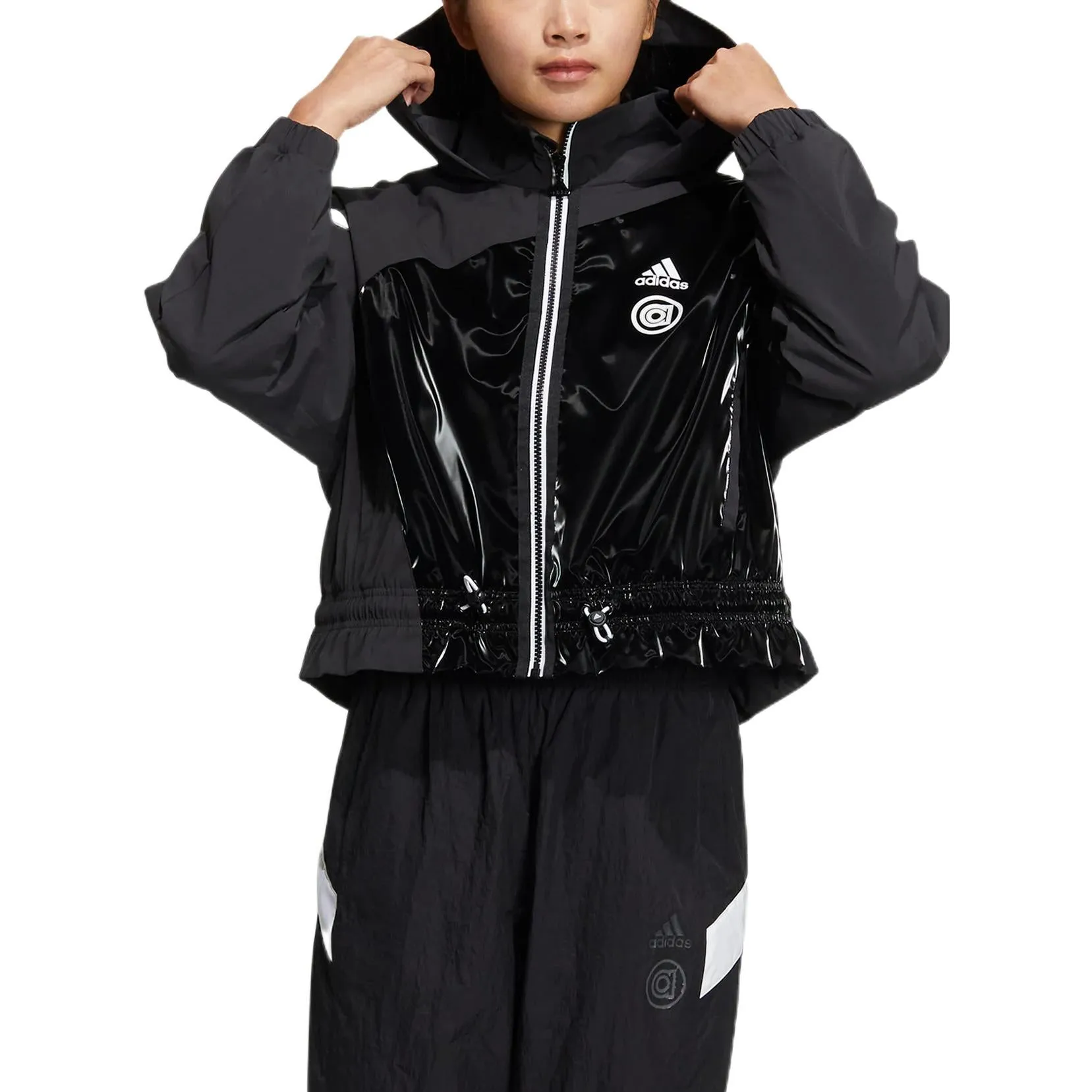 (WMNS) adidas UST Woven Jacket 'Black White' HR8155 sold by KicksCrew product image thumbnail 2