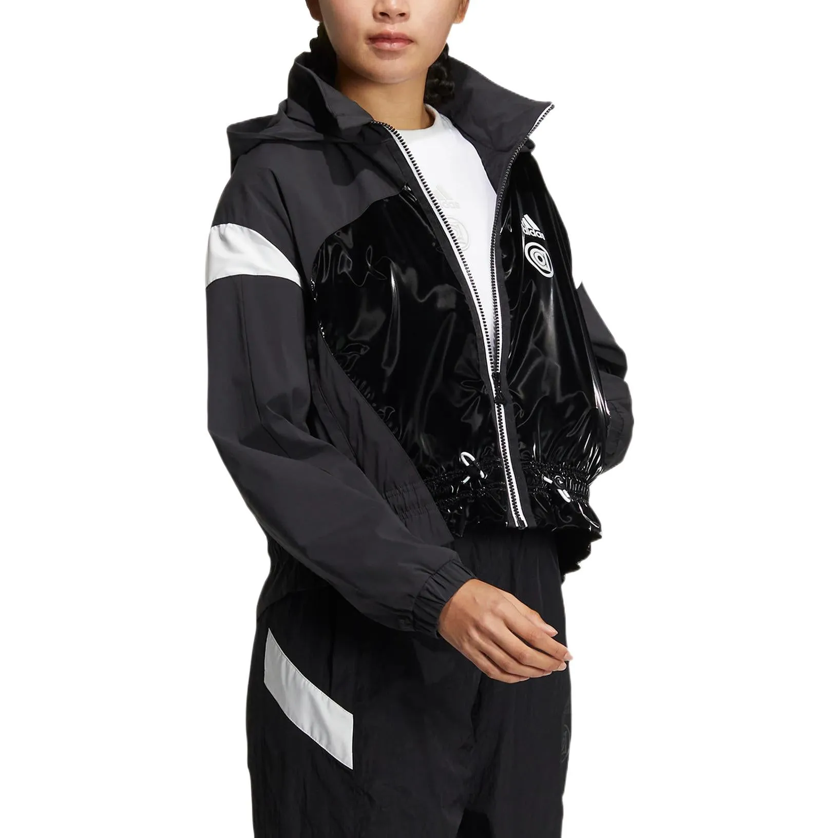 (WMNS) adidas UST Woven Jacket 'Black White' HR8155 sold by KicksCrew product image thumbnail 4