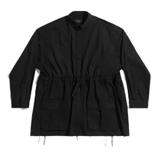 (WMNS) Balenciaga 23SS Asymmetry Deconstructed Shirt 'Black' 720102TNP041000 sold by KicksCrew