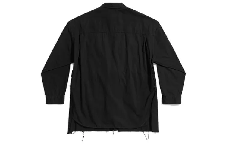 (WMNS) Balenciaga 23SS Asymmetry Deconstructed Shirt 'Black' 720102TNP041000 sold by KicksCrew product image thumbnail 2