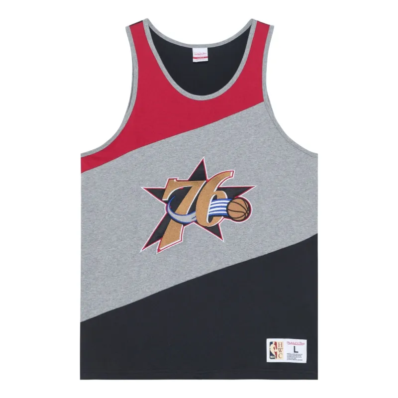 Mitchell & Ness x NBA HWC Colorblocked Cotton Tank 'Philadelphia 76ers' TTNK5120-P76YYPPPGHBK sold by KicksCrew