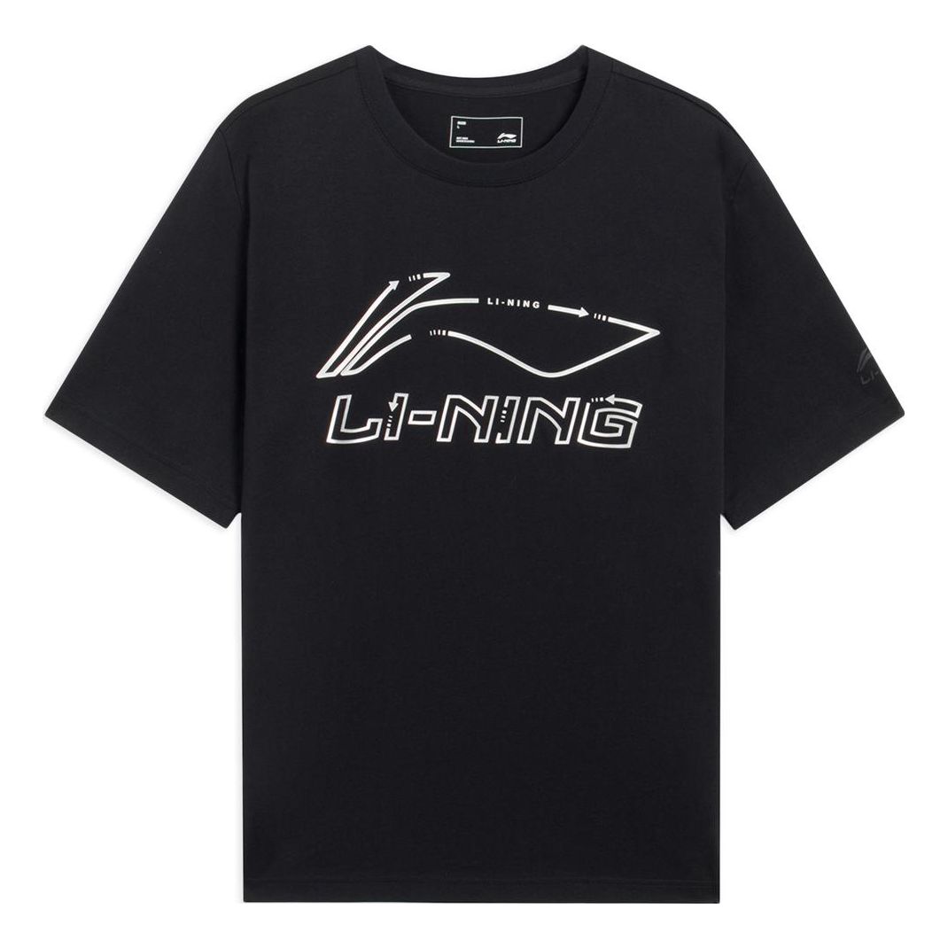 Li-Ning Classic Logo T-shirt 'Black White' AHSSA51-1 sold by KicksCrew