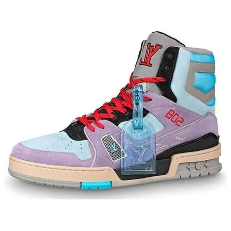 LOUIS VUITTON Trainer Ankle Sneakers 'Purple Red Blue' 1A7R0 sold by KicksCrew
