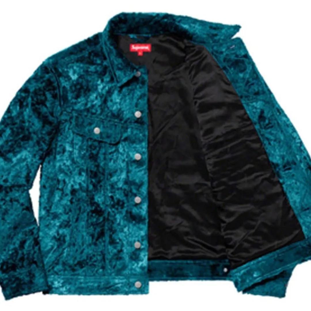 Supreme Fuzzy Pile Trucker Jacket 'Teal Black' SUP-SS19-165 sold by KicksCrew product image thumbnail 3