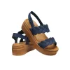 (WMNS) Crocs Brooklyn Woven Wedge Sandals 'Blue Brown' 209977-410 sold by KicksCrew