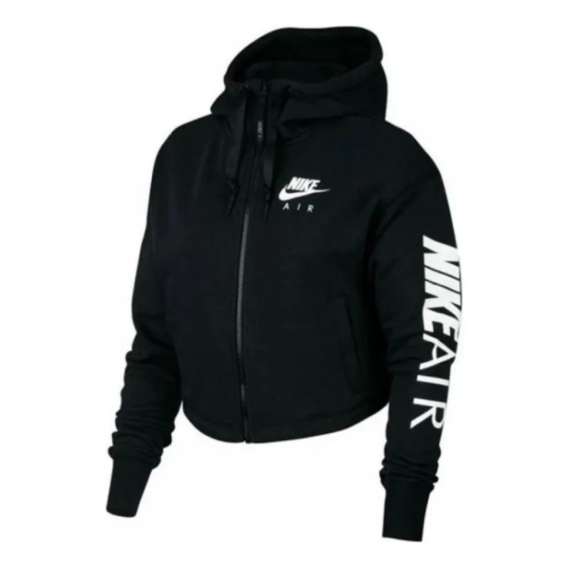 Nike Air Full Zip Cropped Fleece Hoodie 'Black' AR3656-010 sold by KicksCrew