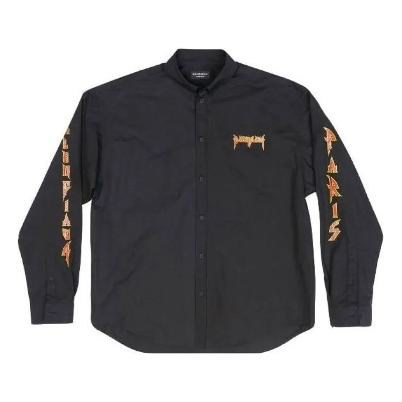 Balenciaga Metallica Long Sleeve Shirt Oversized Fit 'Black Orange' 699053TYB181000 sold by KicksCrew