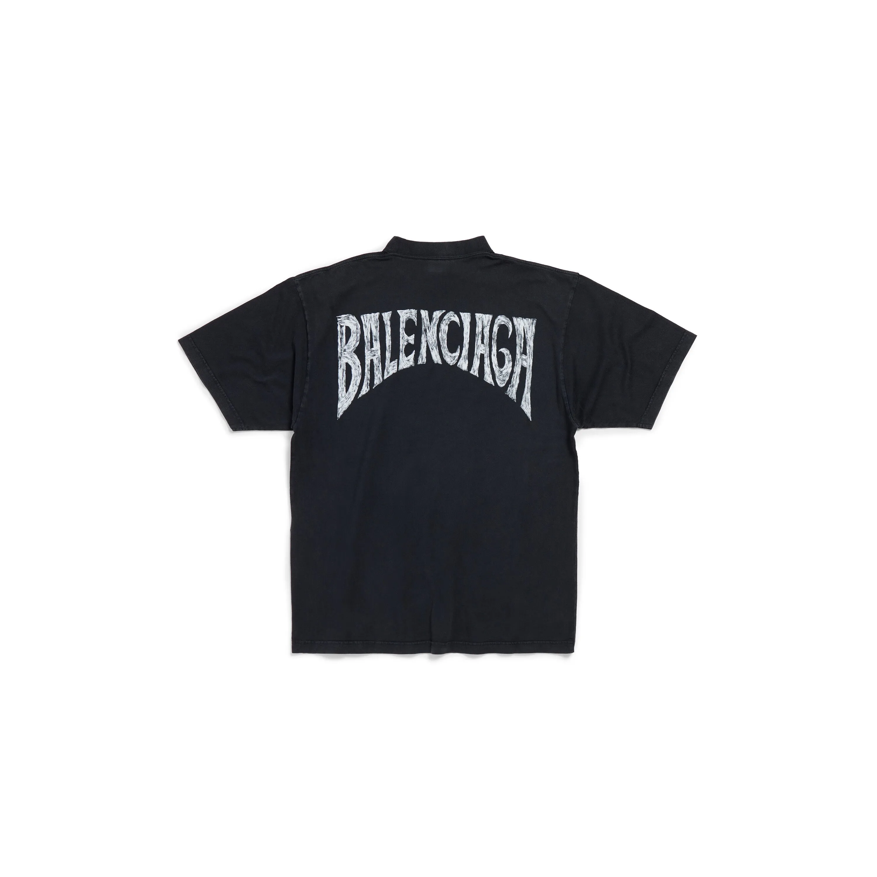 WMNS) Balenciaga Hand-drawn T-shirt Medium Fit 'Black Faded