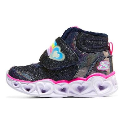(TD) Skechers Heart Lights 'Black Pink' 302669N-NVPK sold by KicksCrew
