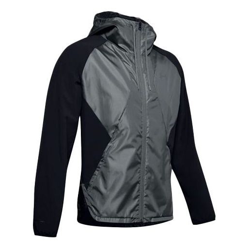 Under Armour Stretch Woven Hooded Jacket 'Grey Black' 1352021-001 sold by KicksCrew