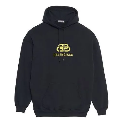 Balenciaga Oversized Interlocked BB Hoodie 'Black Yellow' 578138TEV191361 sold by KicksCrew