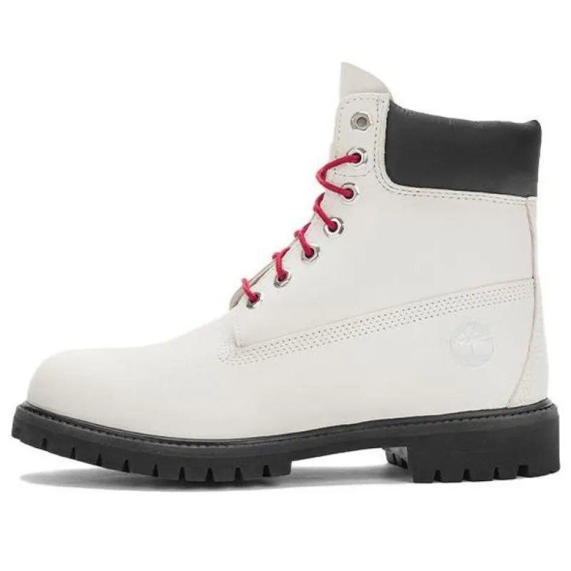 Timberland Premium 6 Inch Boots 'White Nubuck with Red' A5S4G sold by KicksCrew