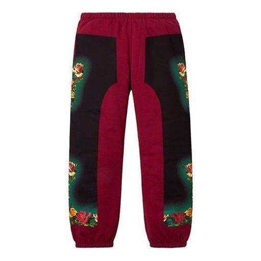 Supreme x Jean Paul Gaultier Floral Print Sweatpants 'Burgundy Black Green' SUP-SS19-791 sold by KicksCrew