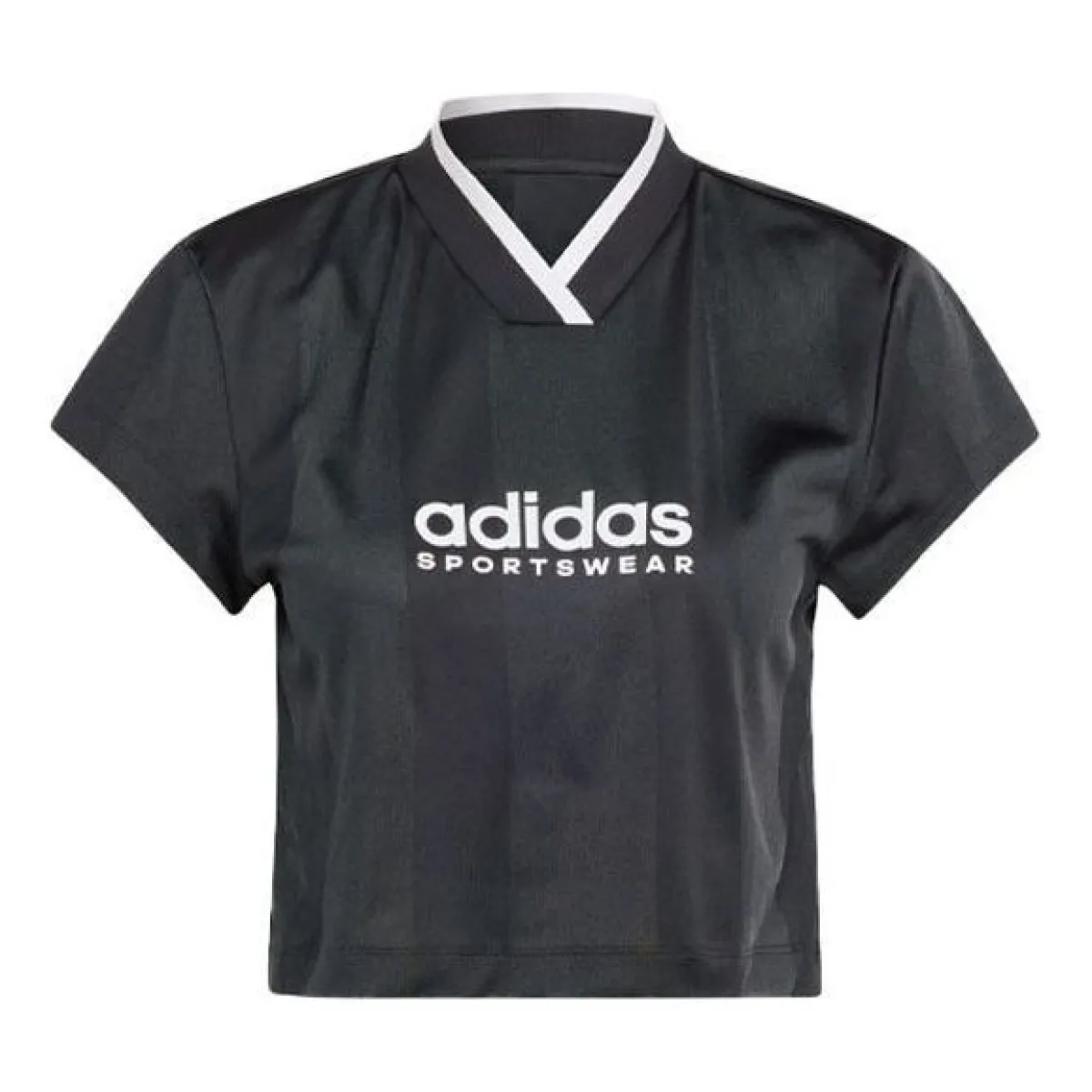 WMNS) adidas Tiro Colorblock Crop T-Shirt 'Black' IB4758
