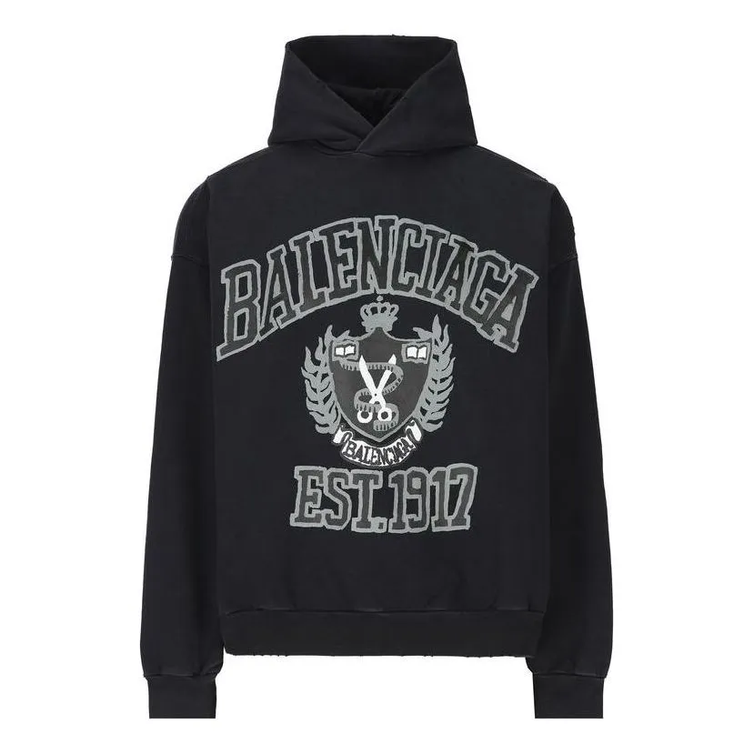 (WMNS) Balenciaga Logo Hoodie 'Black Cottom' 744463TOVK28190 sold by KicksCrew