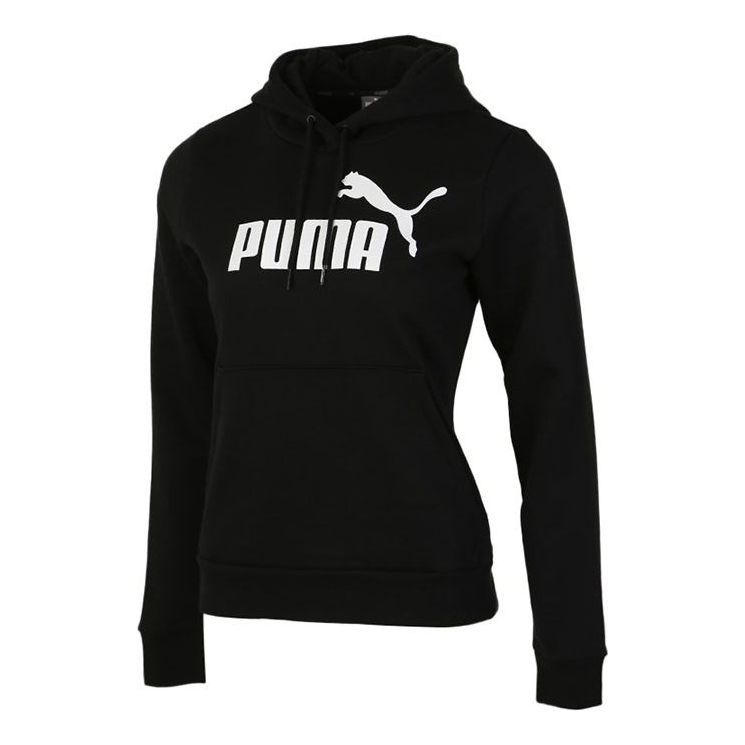 (WMNS) Puma Essentials Hoodie 'Black White' 586938-01 sold by KicksCrew