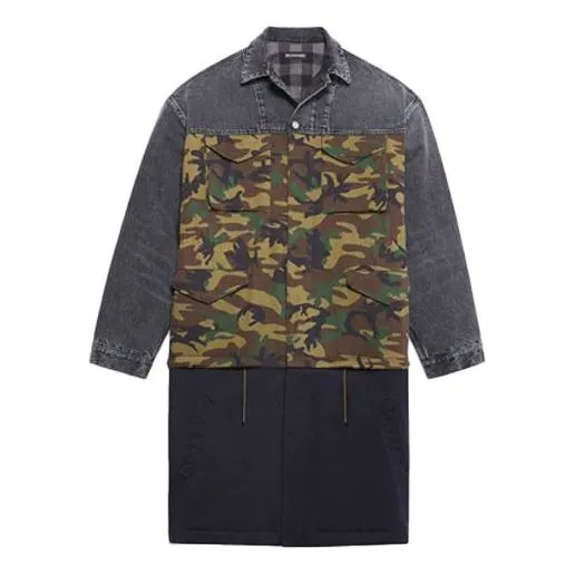 Balenciaga 3 Layered Patchwork Knee Length Car Coat 'Green Blue' 659092TKL142840 sold by KicksCrew