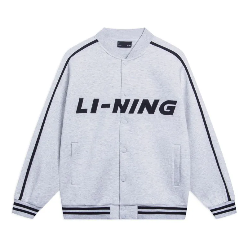 Li-Ning Striped Graphic Baseball Jacket 'Grey Black' AWDT545-4 sold by KicksCrew