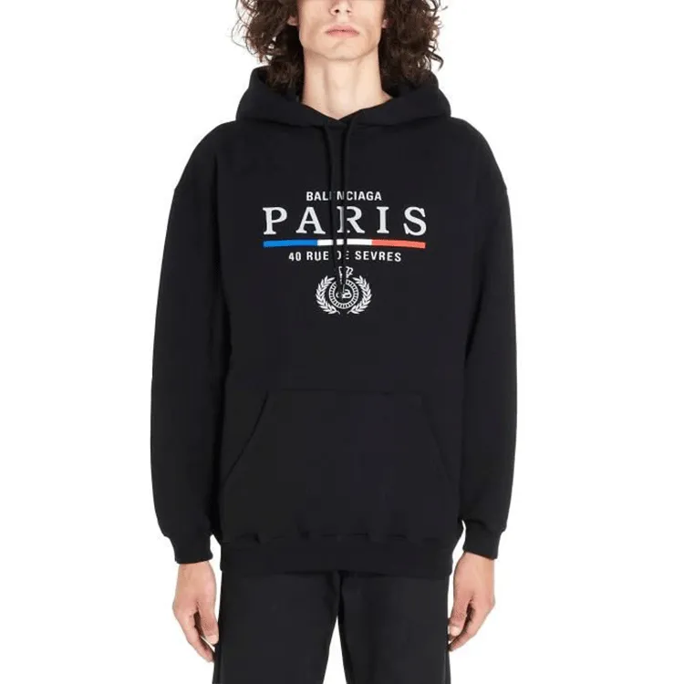 Balenciaga BB Paris Flag Cotton Hoodie 'Black' 570811TGV681000 sold by KicksCrew product image thumbnail 2
