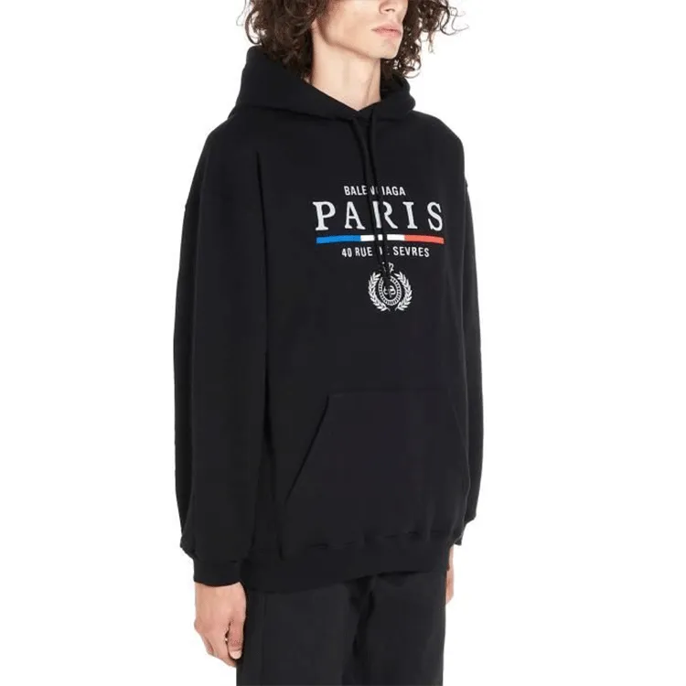 Balenciaga BB Paris Flag Cotton Hoodie 'Black' 570811TGV681000 sold by KicksCrew product image thumbnail 4