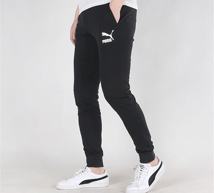 Puma Classics Jersey Cuffed Pants 'Black White' 597488-01 sold by KicksCrew product image thumbnail 5