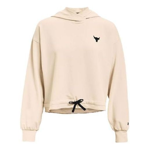 (WMNS) Under Armour Terry Project Rock Terry Pullover Hoodie 'Cream White' 1361059-110 sold by KicksCrew