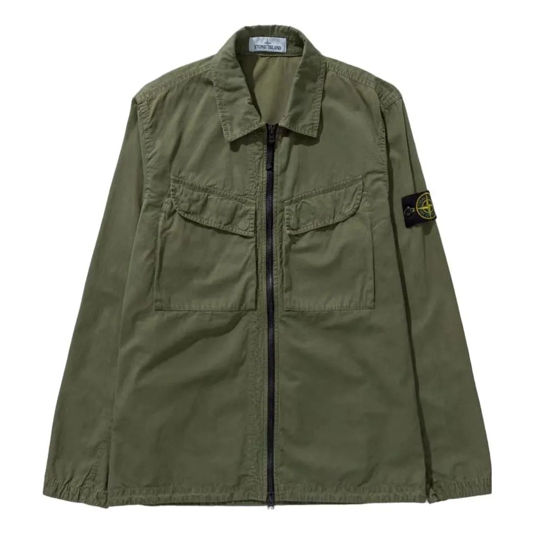 STONE ISLAND Overshirt 'Olive' 7715101WN-V0158 sold by KicksCrew
