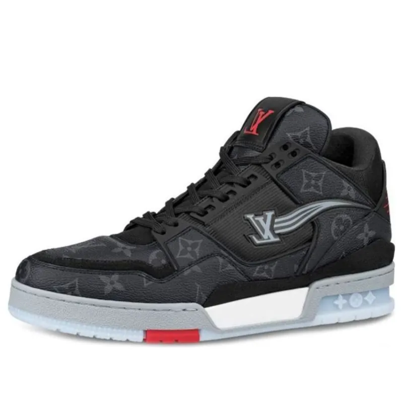 LOUIS VUITTON Trainer Sneakers 'Black Monogram Red' 1A8AAA sold by KicksCrew