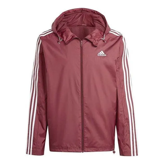 adidas Essential 3-Stripes Woven Windbreaker Asia Sizing 'Shadow Red' IS1335 sold by KicksCrew