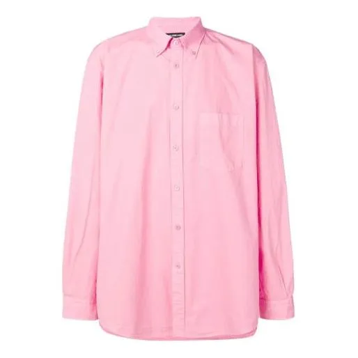 Balenciaga Back Logo Cotton Poplin Shirt 'Pink' 556878TEM095630 sold by KicksCrew
