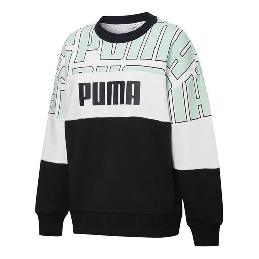 (WMNS) Puma Colourblock Aop Sweatshirt 'Black Green White' 598241-32 sold by KicksCrew