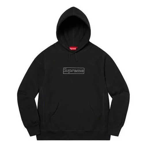 Supreme x KAWS Chalk Logo Hooded Sweatshirt 'Black White' SUP-SS21-401 sold by KicksCrew