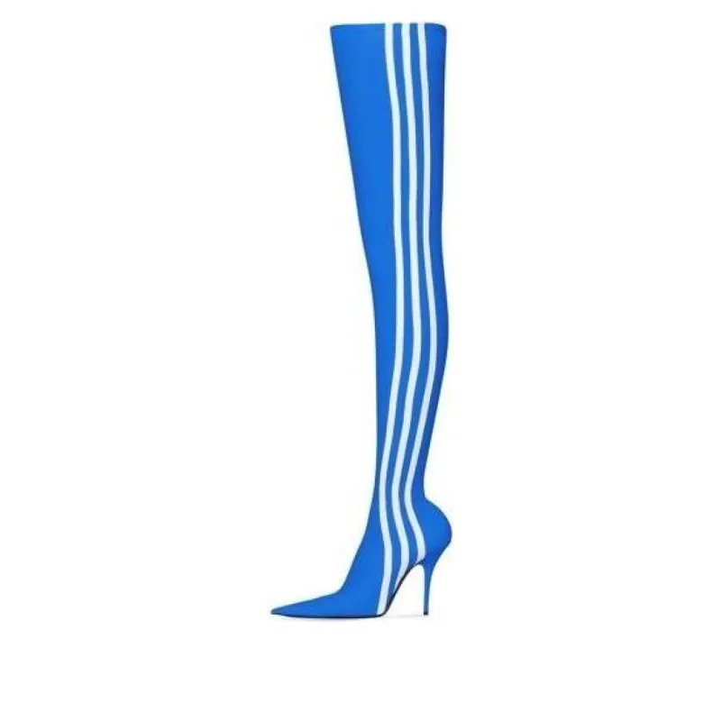 (WMNS) Balenciaga x adidas originals Knife Over The Knee Booties 'Blue' 724074W2ES14090 sold by KicksCrew